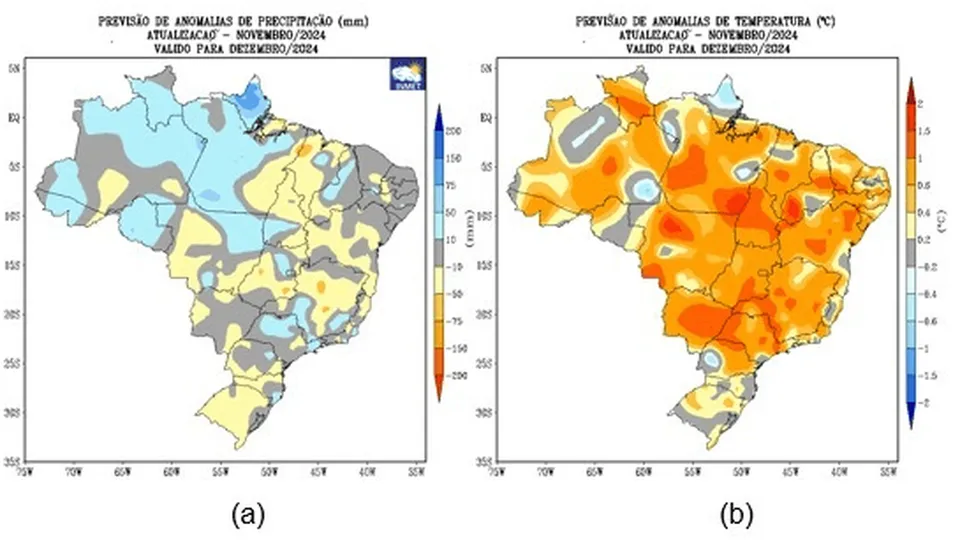 Temperaturas elevadas e chuvas irregulares marcam dezembro no Brasil