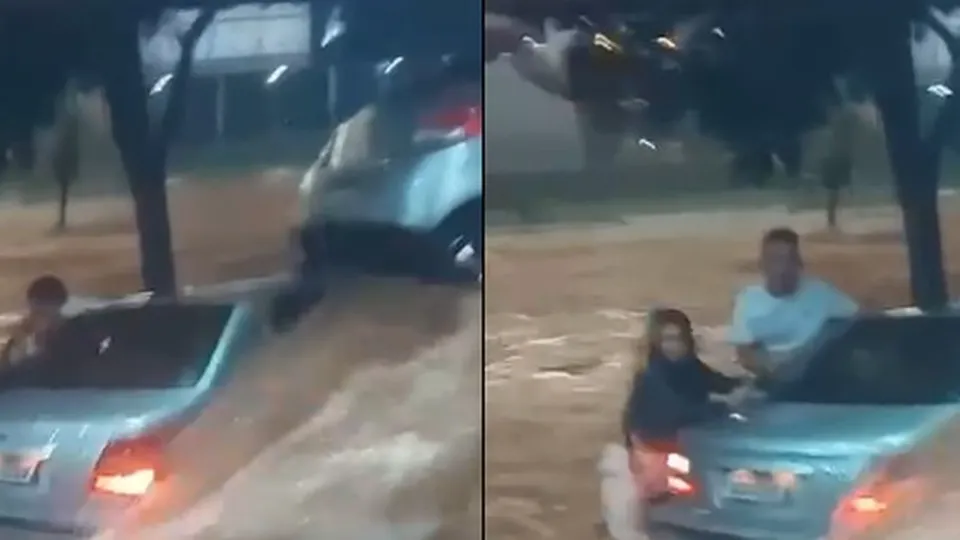 Vídeo mostra influenciadora sendo arrastada por enxurrada em Uberlândia durante tempestade