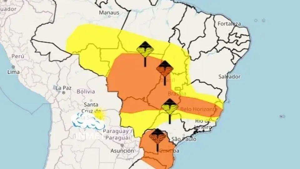 Inmet emite alerta vermelho para tempestades no Sul do Brasil nesta segunda-feira