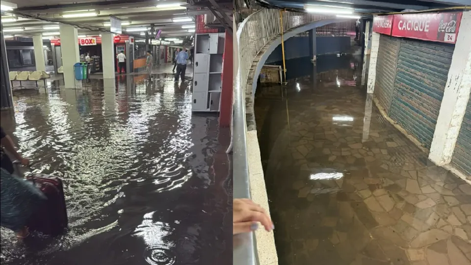 Rodoviária de Porto Alegre enfrenta alagamentos após fortes chuvas no RS