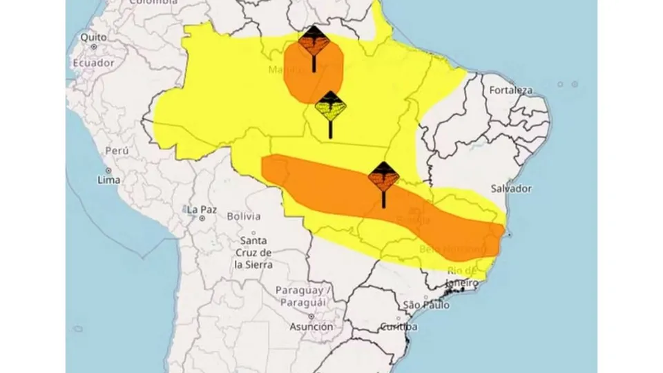 Instituto Nacional de Meteorologia prevê temporais com ventos de até 100 km/h e recomenda cuidados à população.