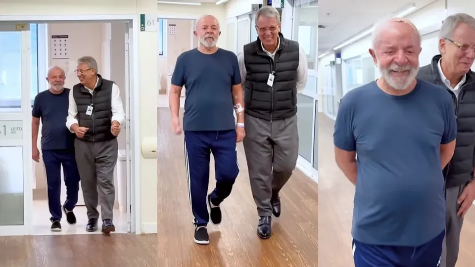 Lula compartilha vídeo caminhando no hospital e afirma estar 'firme e forte'