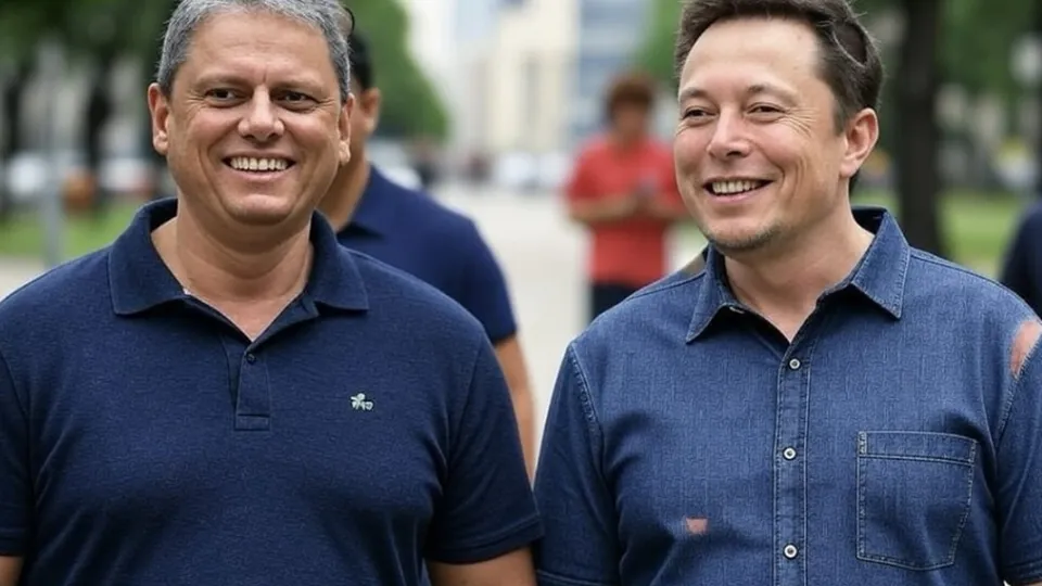 Governador Tarcísio compartilha imagem com Elon Musk gerada por IA para divulgar nova sede do governo