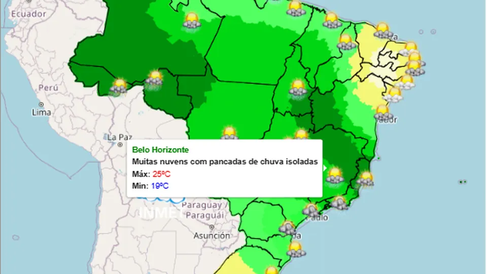 Previsão do tempo para esta segunda-feira (23) em diversas capitais brasileiras