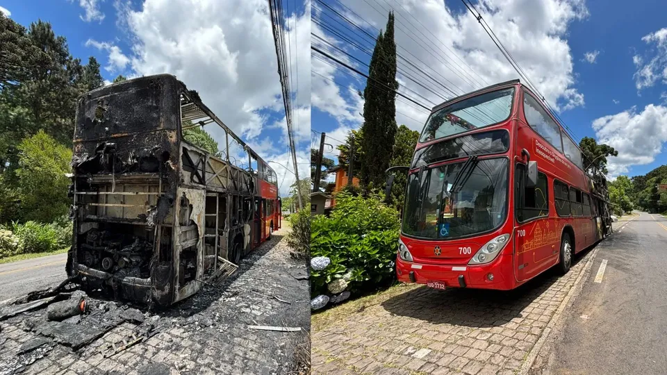 Ônibus de turismo pega fogo em Canela e passageiros são evacuados com segurança