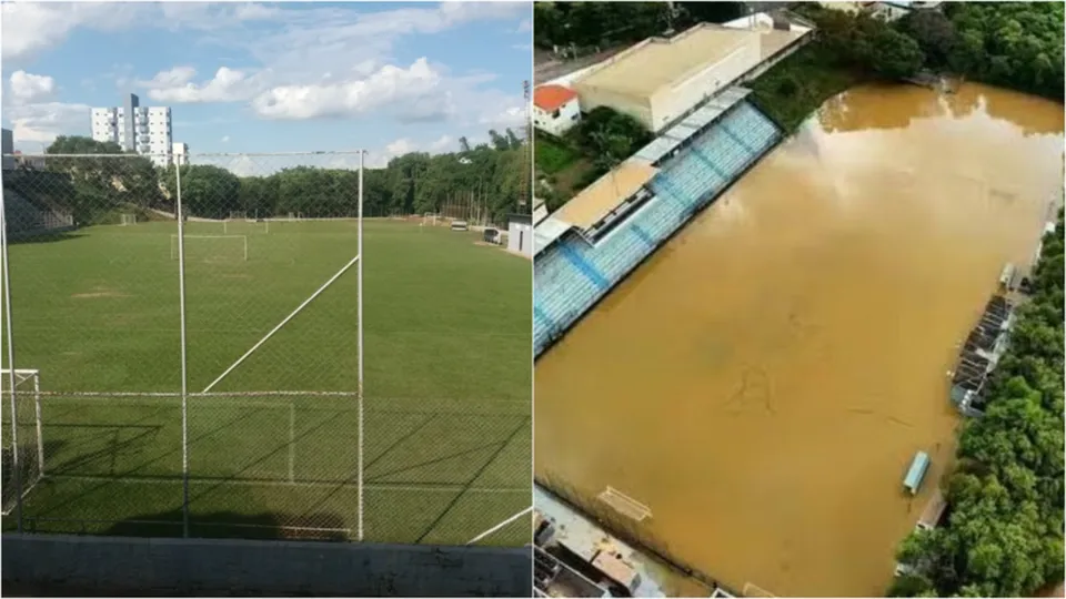 Estádio da Copa São Paulo é inundado após transbordamento do Rio Tietê