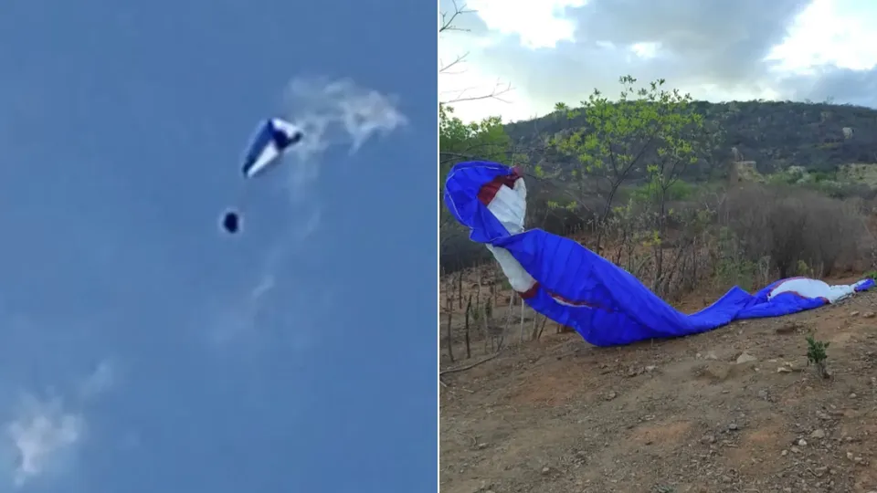 Vídeo mostra acidente fatal de turista que caiu de parapente na Paraíba