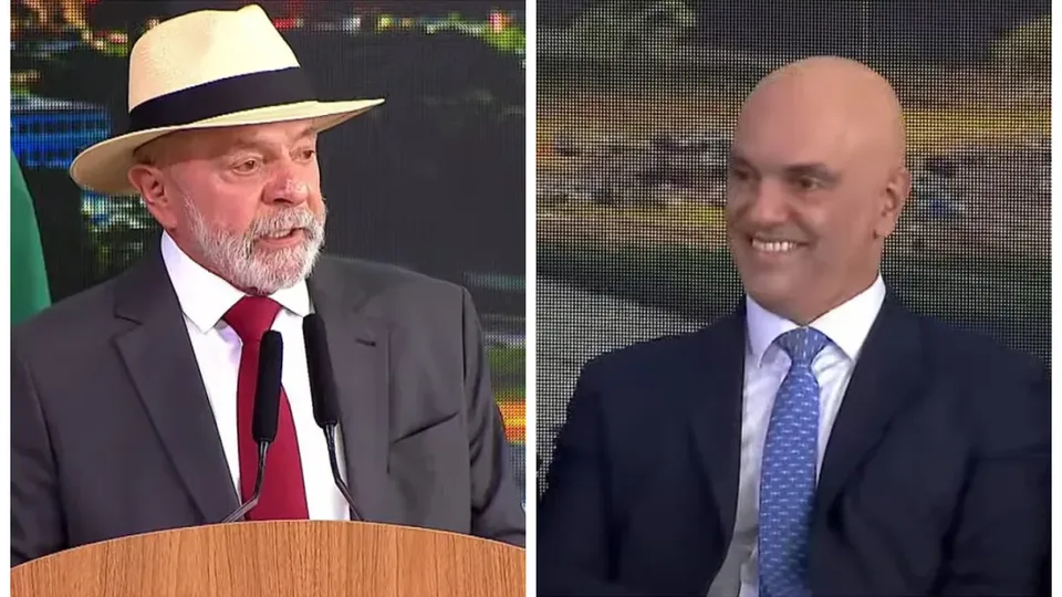 Durante cerimônia em Brasília, presidente Lula fez piada com o ministro do STF, Alexandre de Moraes.