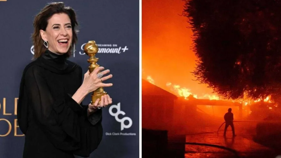 Atriz, vencedora do Globo de Ouro, está em Los Angeles para promover 'Ainda Estou Aqui'; incêndios já causaram cinco mortes