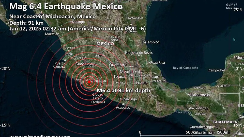 Um tremor de 6,2 graus foi registrado no sudoeste do México, sem relatos de vítimas até o momento.