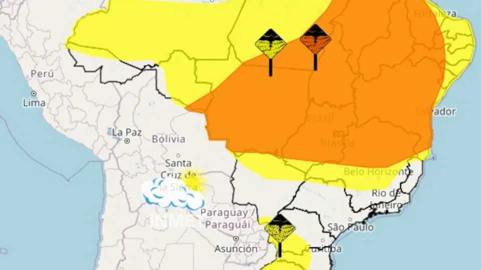 Inmet alerta para chuvas intensas e ventos de até 100 km/h em 15 estados