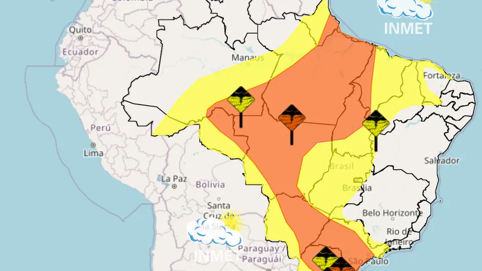 Inmet emite alerta laranja para chuvas intensas em São Paulo e mais 9 Estados