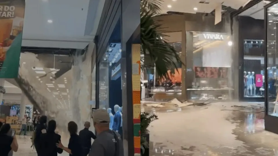 Parte do teto do shopping Center Norte desaba após forte chuva em São Paulo