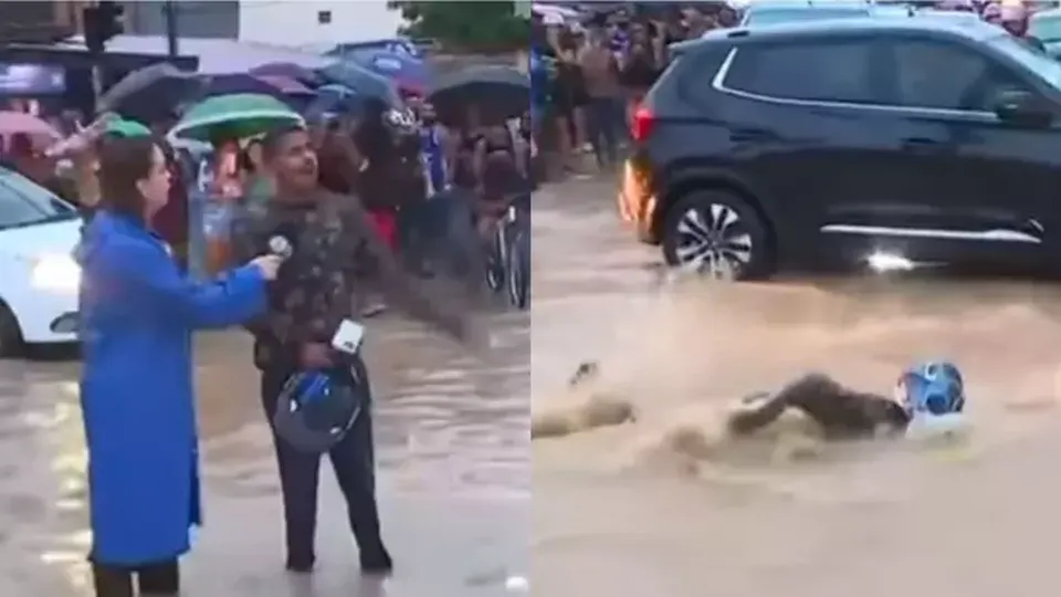 Durante reportagem ao vivo, homem se revolta e critica a falta de ação da prefeitura em Nova Iguaçu.