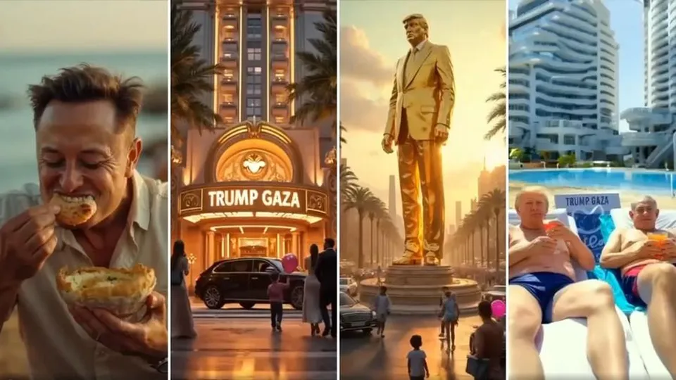 O presidente dos EUA, Donald Trump, divulgou um vídeo com imagens de um resort em Gaza, gerado por inteligência artificial.