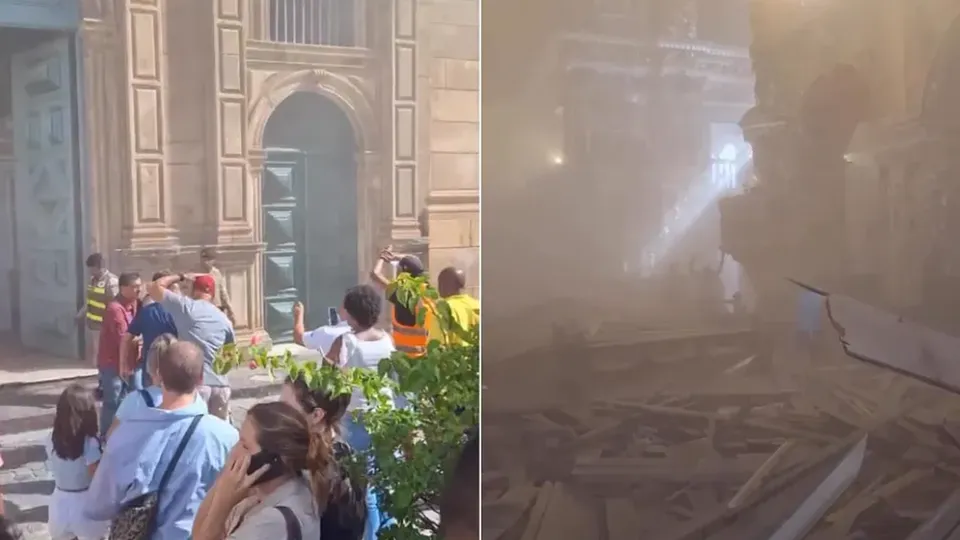 Um desabamento na Igreja de São Francisco de Assis, conhecida como 'igreja de ouro', resultou em uma morte e cinco feridos na tarde desta quarta-feira.