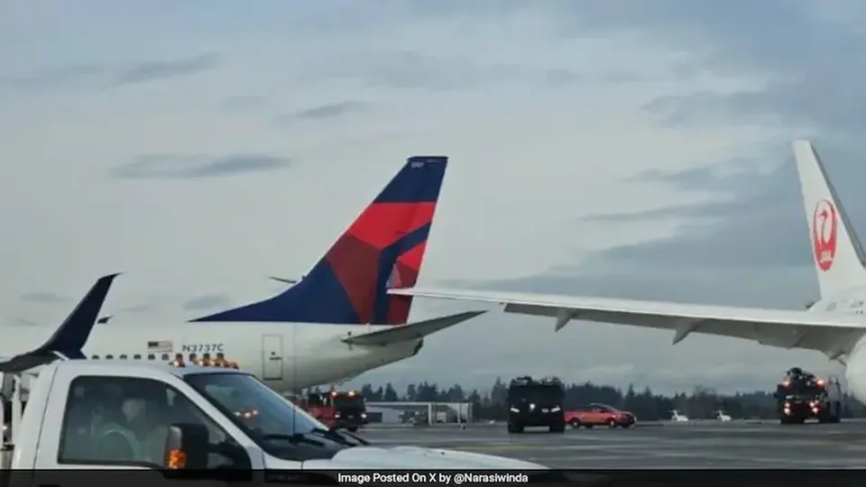 Um avião da Japan Airlines colidiu com uma aeronave da Delta Airlines no aeroporto Seattle-Tacoma, mas não houve feridos.