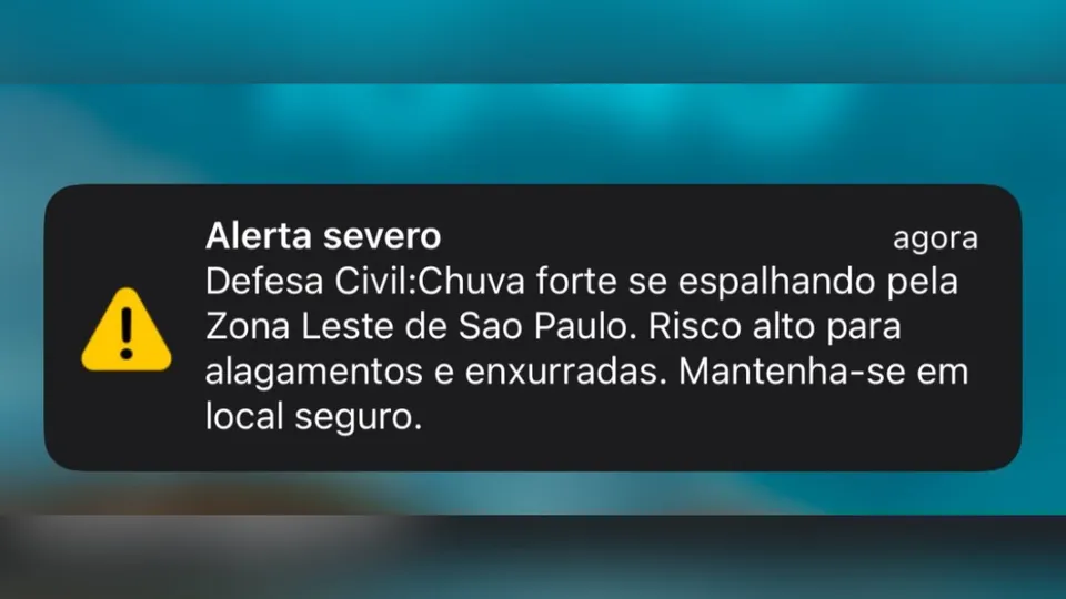 Defesa Civil emite avisos para alagamentos e rajadas de vento na região da capital paulista.