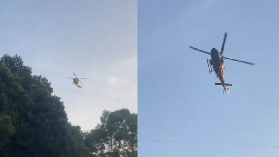 Durante operação em Duque de Caxias, aeronave foi atacada por criminosos e se chocou com fios de alta tensão.