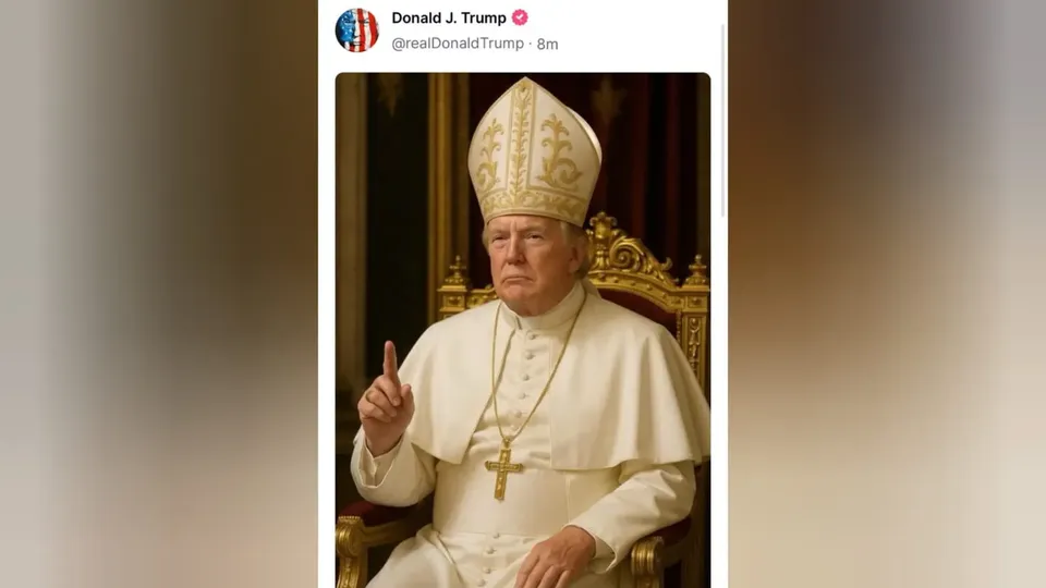 Em uma postagem polêmica, Donald Trump compartilha foto gerada por IA, provocando reações nas redes sociais.