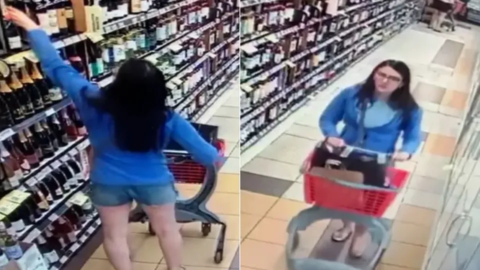 Bruna Xavier Kfuri, de 31 anos, foi detida ap&oacute;s tentar roubar garrafas de champanhe e whisky; preju&iacute;zo chega a R$ 4 mil.