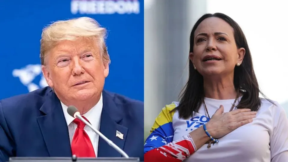 A l&iacute;der da oposi&ccedil;&atilde;o venezuelana, Mar&iacute;a Corina Machado, se re&uacute;ne com Trump para discutir a situa&ccedil;&atilde;o da Venezuela ap&oacute;s a queda de Maduro.