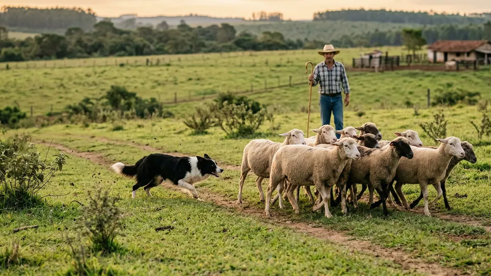 Ra&ccedil;as como o Border Collie mant&ecirc;m papel hist&oacute;rico e estrat&eacute;gico na agropecu&aacute;ria, combinando intelig&ecirc;ncia, resist&ecirc;ncia e manejo preciso do rebanho.
