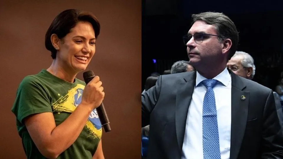 Michelle e Fl&aacute;vio Bolsonaro se re&uacute;nem para grava&ccedil;&atilde;o de campanha em Bras&iacute;lia
